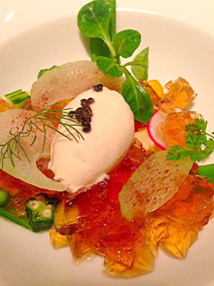 Lobster jelly,Scallops,summer Vegetable ,potato Ice-Cream|sirakorn owadaさん