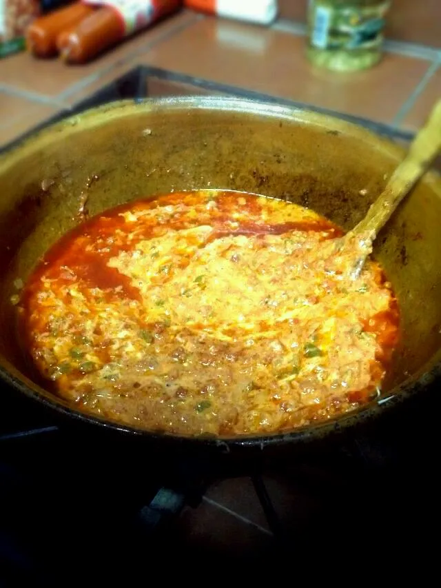 Snapdishの料理写真:queso flameado en salsa borracha!|Javier Rdz.さん