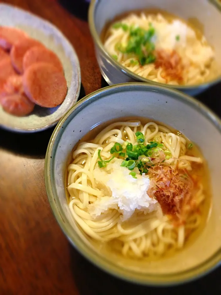 あっさりおろし冷やし讃岐うどんと焼きハム|さくたえさん