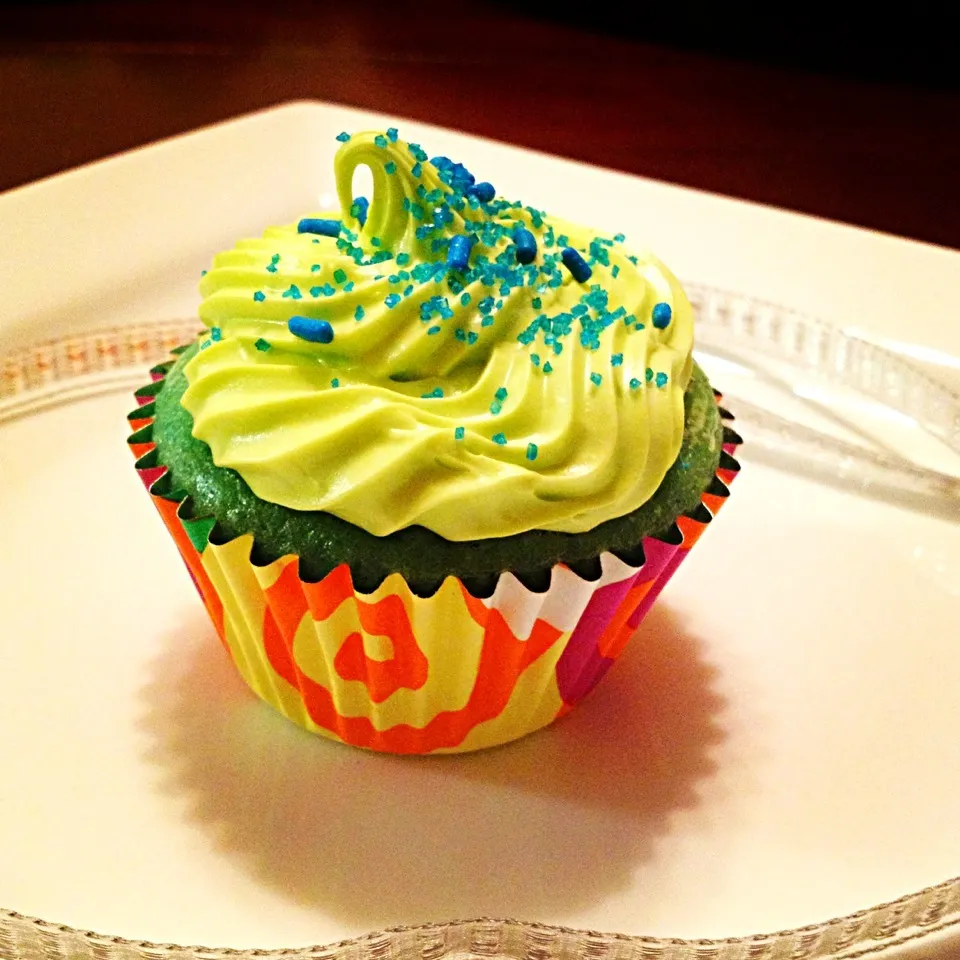 Blue cupcakes w/ neon green icing!!|Tina Wilson-Terryさん