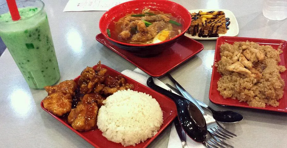 chicken teriyaki, beef teriyaki,teriyaki ramen & chocolate drizzled mango float  :)|PauLeNeさん