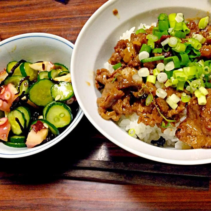 タコの酢の物 焼肉丼|たかおさん