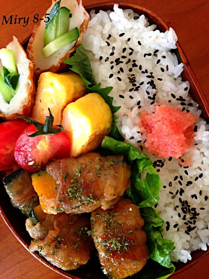 Snapdishの料理写真:🎃肉巻きバター照り焼き弁当|みりーさん