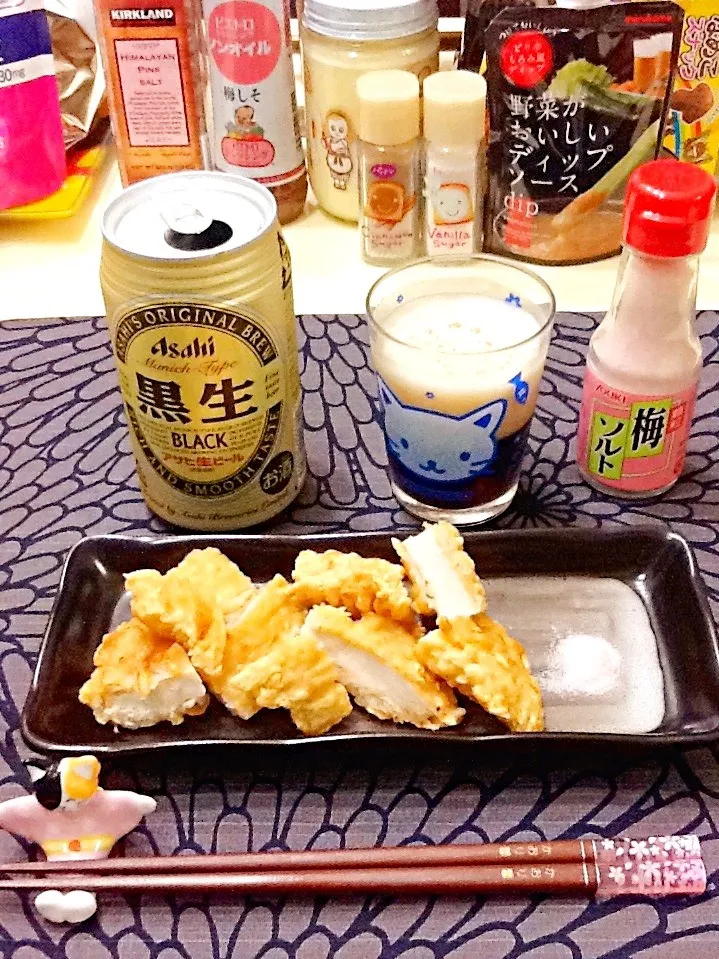 パリパリ鶏揚げと黒生🍺|さとう かおりさん