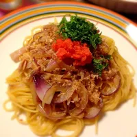 Snapdishの料理写真:ガーリック醤油の和風パスタ|つなこさん