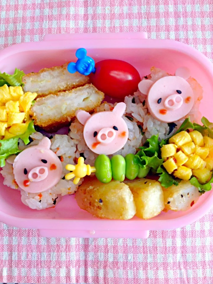 Snapdishの料理写真:三匹の子ブタ弁当🎶|soraさん