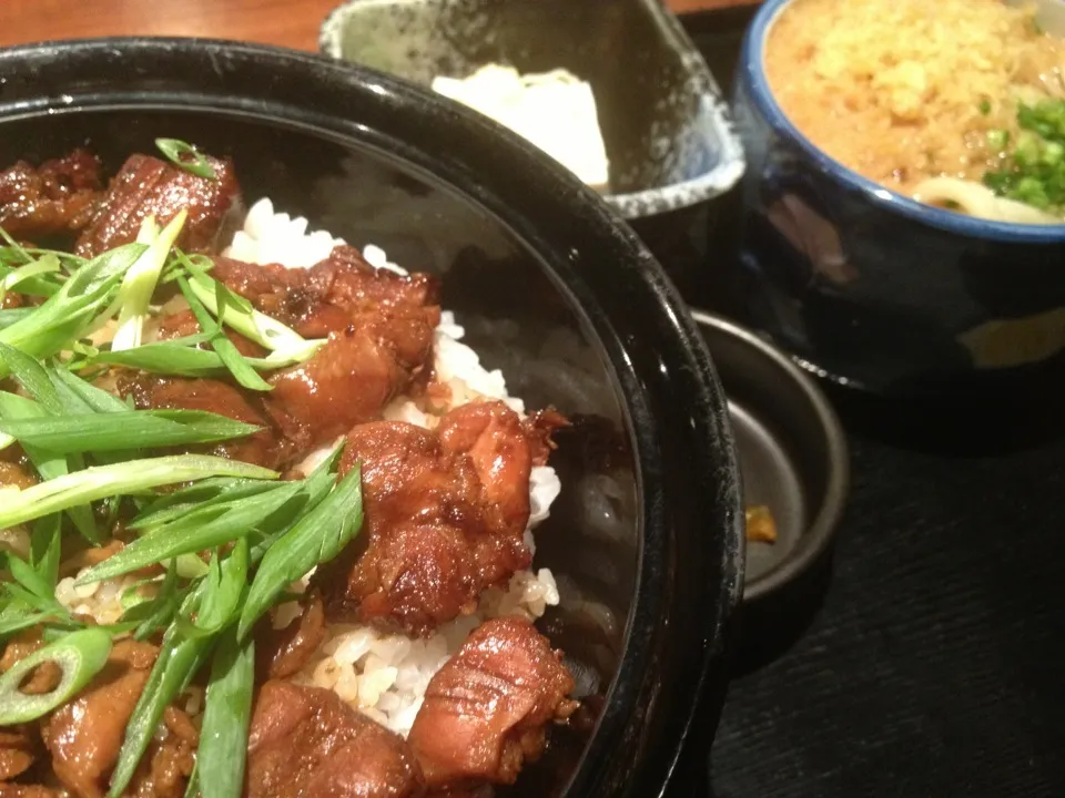 【日替ランチ】焼き鳥丼とたぬきうどん定食を頂きました。|momongatomoさん