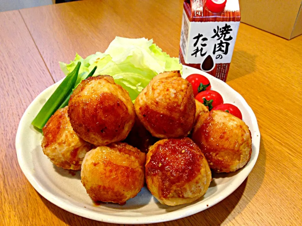 創味焼き肉のタレ  肉巻きおにぎり|まつださんさん