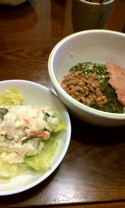 ポテトサラダと元気ネバネバ丼|みぃさん