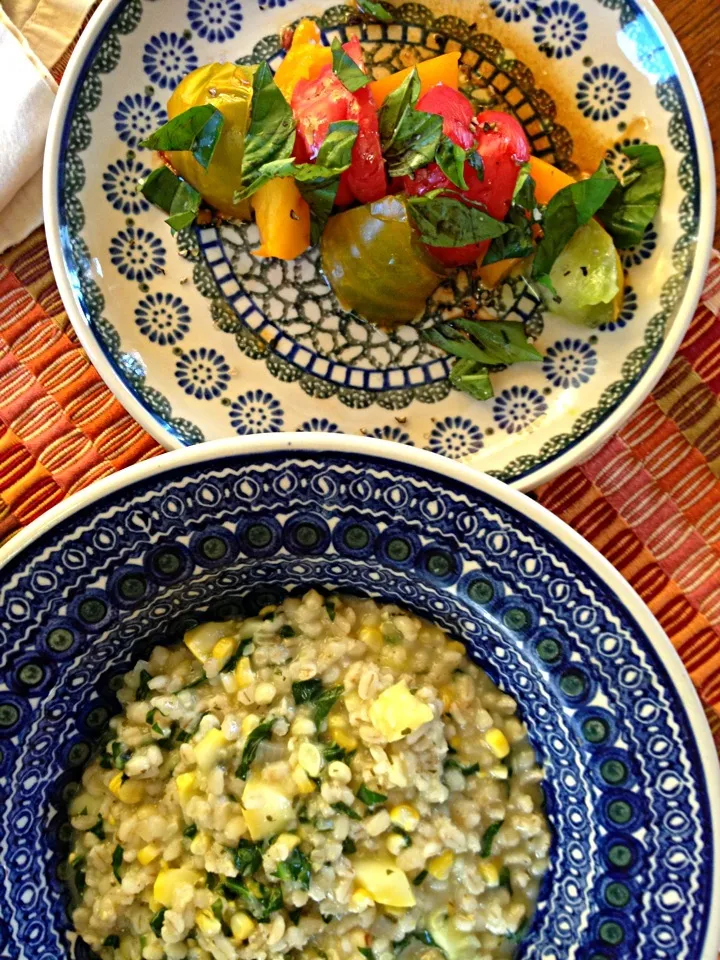 roasted corn barley risotto, tomato salad|Matthew Cashenさん