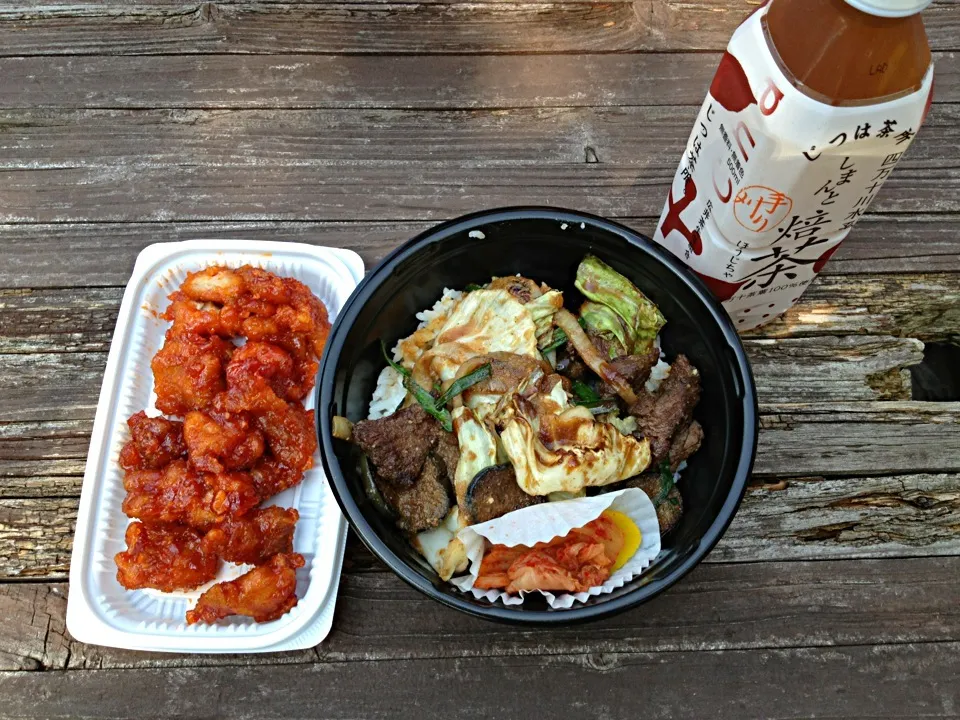 肉丼とカシワのケチャップ炒めbyやまなみ食堂|buhizouさん