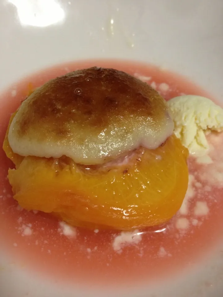 Baked Peach with Almond Paste and Goat Cheese Ice Cream|Christine pavelkaさん