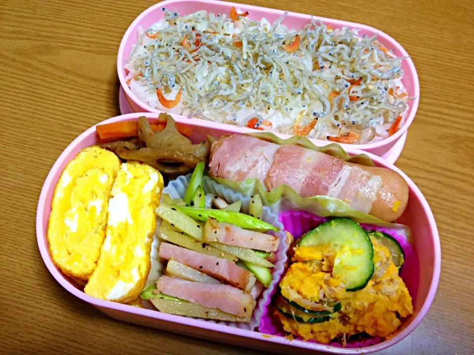 冷蔵庫にあるものでできた弁当②|miyamegu**さん