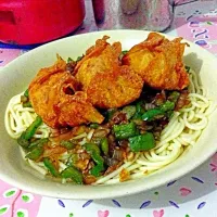 Snapdishの料理写真:Spaghetti Wonton Oyster Sauce|Jessica Bethaniさん