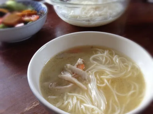 キノコたっぷり胡麻スープで素麺|まちまちこさん