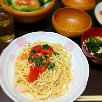 トマトと青じその和風冷製パスタ|アンチさん