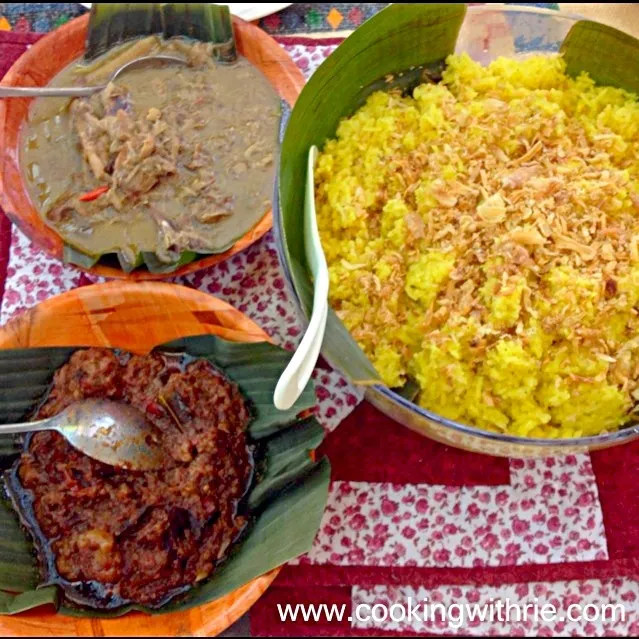 Snapdishの料理写真:Opor Ayam; Sambal Goreng Hati, Nasi Kuning|rie simsさん