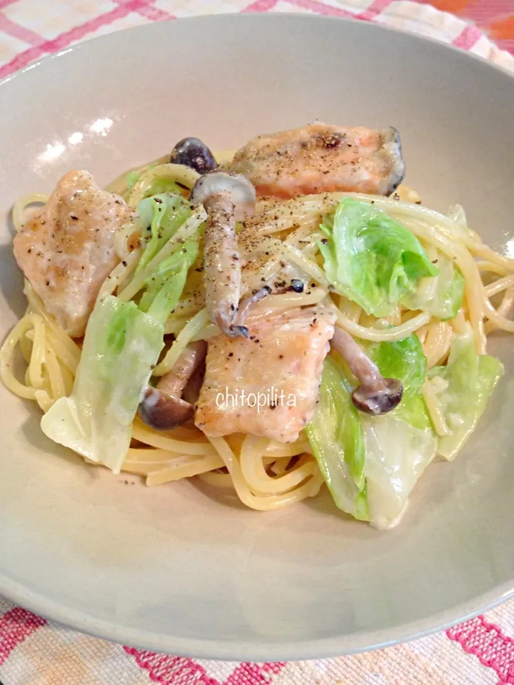 Creamy pasta with salmon|chitopilitaさん