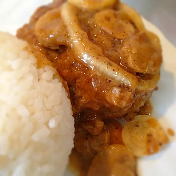 昨夜、私の14歳の息子は、私たちのために夕食を作った >burger steak<|Len(^_−)−☆さん