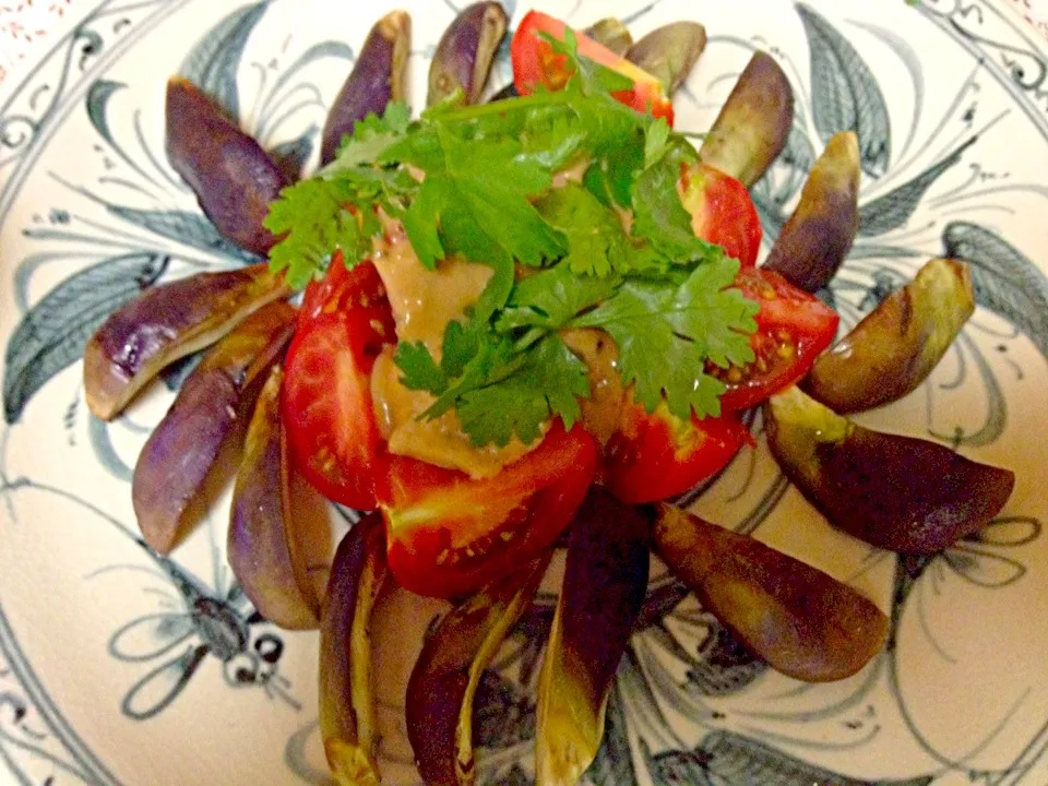 eggplants tomatoes w sesame paste  source|atsukoさん