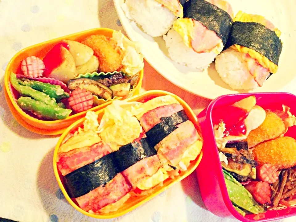 Snapdishの料理写真:なんちゃつてスパムむすび弁当|kysbooさん