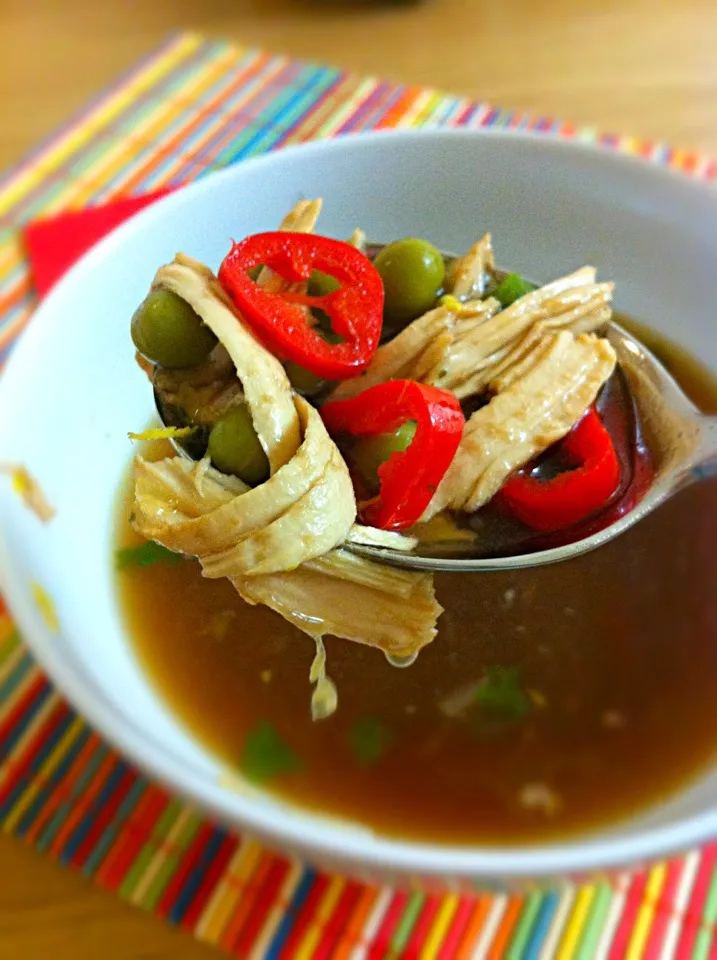 Spicy Pea, Lemon and Chicken soup|Shiniさん