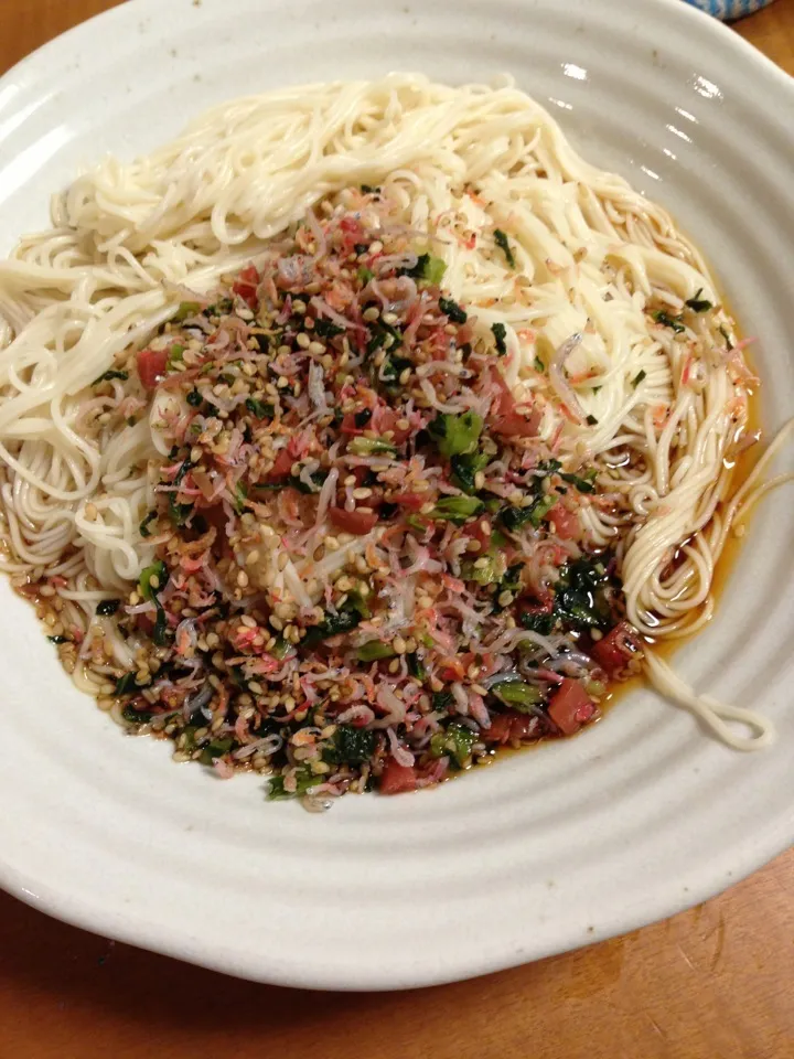 カリカリ梅ちりめん素麺|中華蕎麦 銀時さん