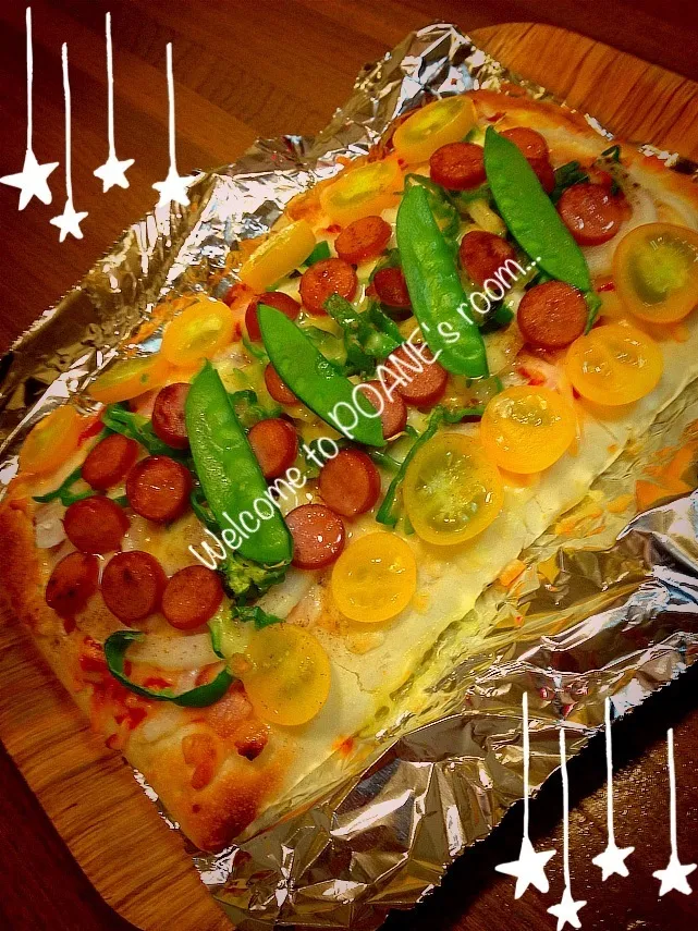 Snapdishの料理写真:お庭で採れた絹さやとトマトをトッピング♡|ポァン◡̈*❤︎さん