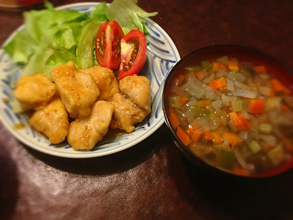 鶏ムネ肉の甘酢煮 和風ミネストローネ|香山ありすさん