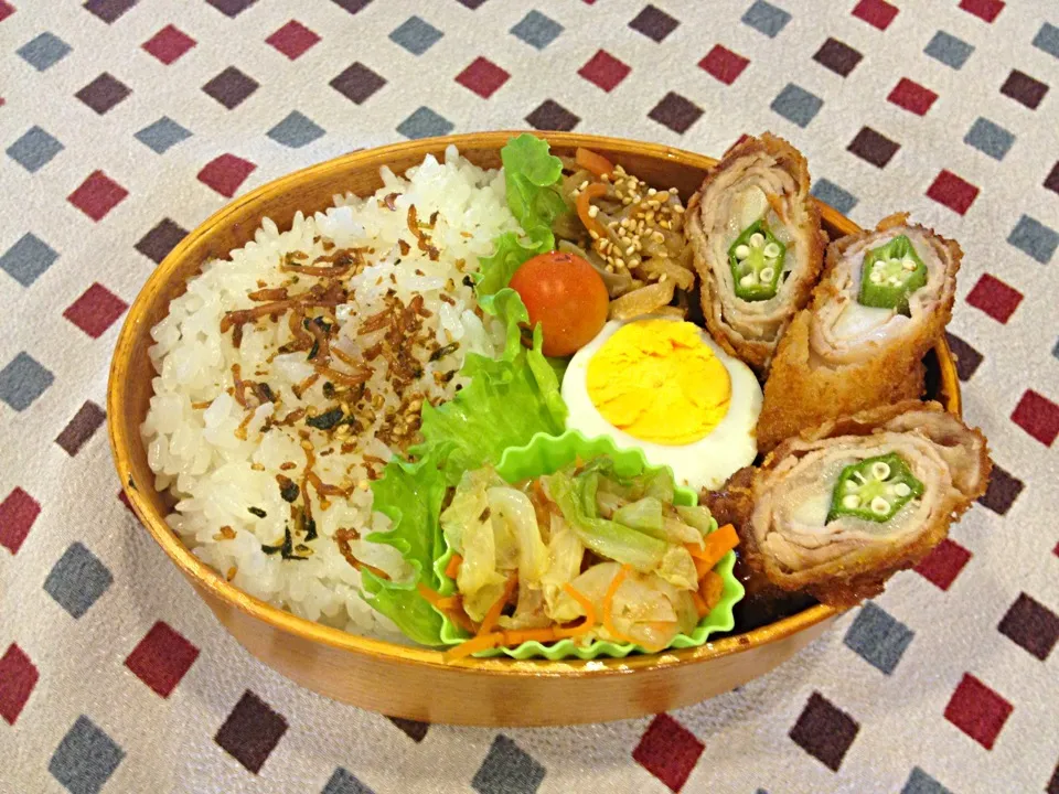 オクラとエリンギ巻きトンカツ弁当|masakoさん