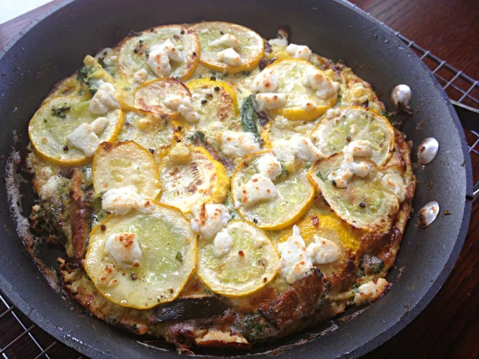 fritatta with pattypan, corn & lemon sorrel|Matthew Cashenさん