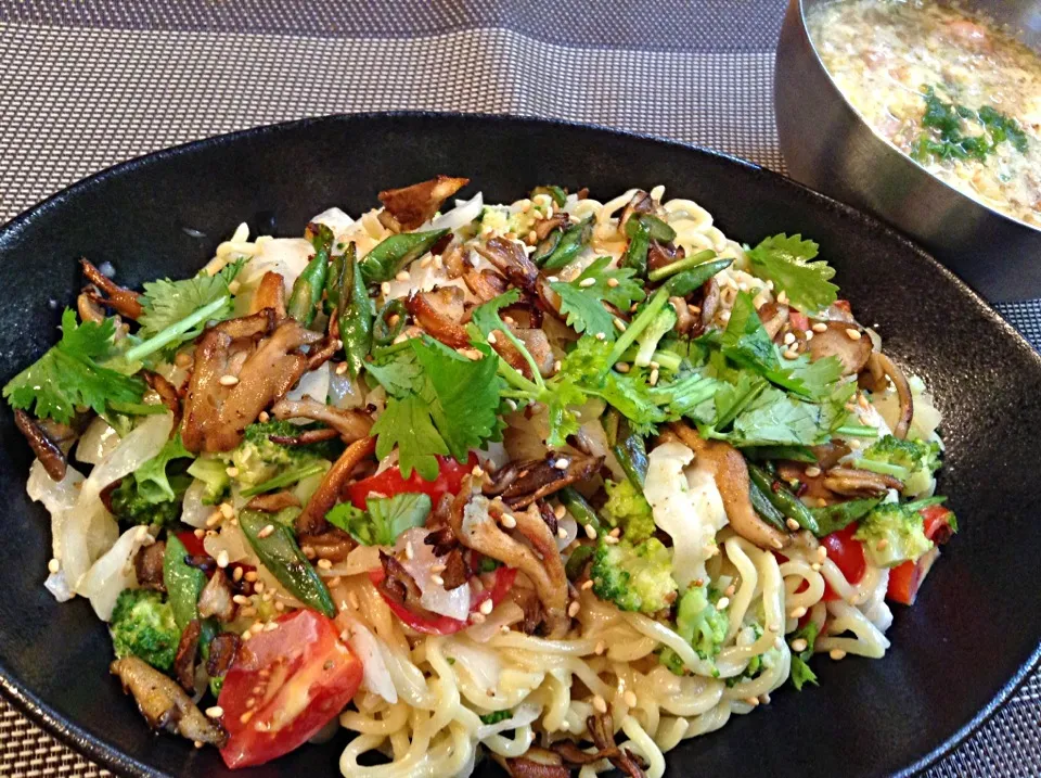 チョレギ味サラダラーメンと青唐辛子の玉子スープランチ|nonnoさん