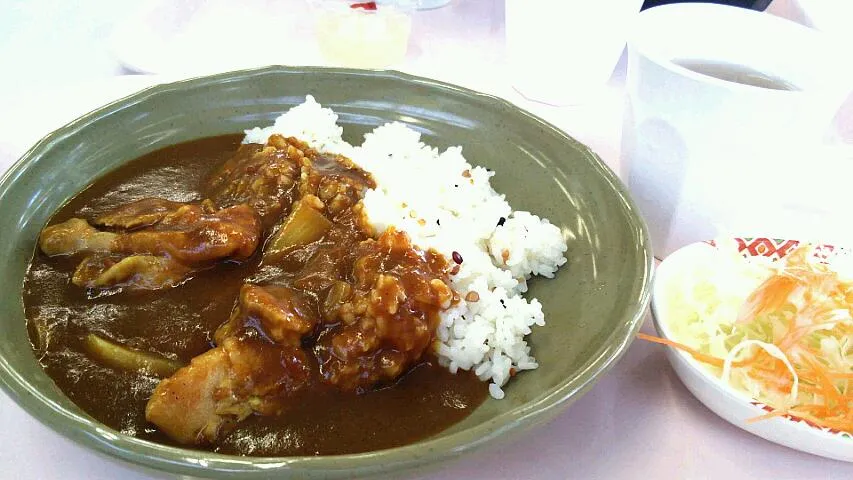 Snapdishの料理写真:十八雑穀ごはんのチキンカレー&サラダ＠オープンキャンパス学食|まあるさん