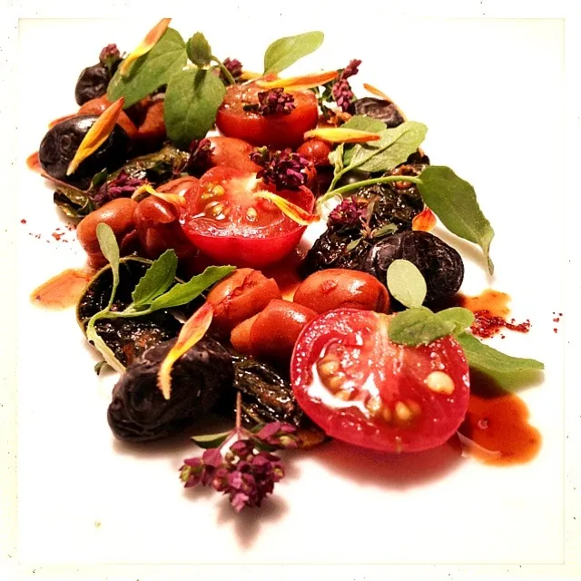 BLACK KALE. FAVA. HEIRLOOM TOMATO. LAMBS QUARTER. OREGANO FLOWER|GREG ARNOLDさん