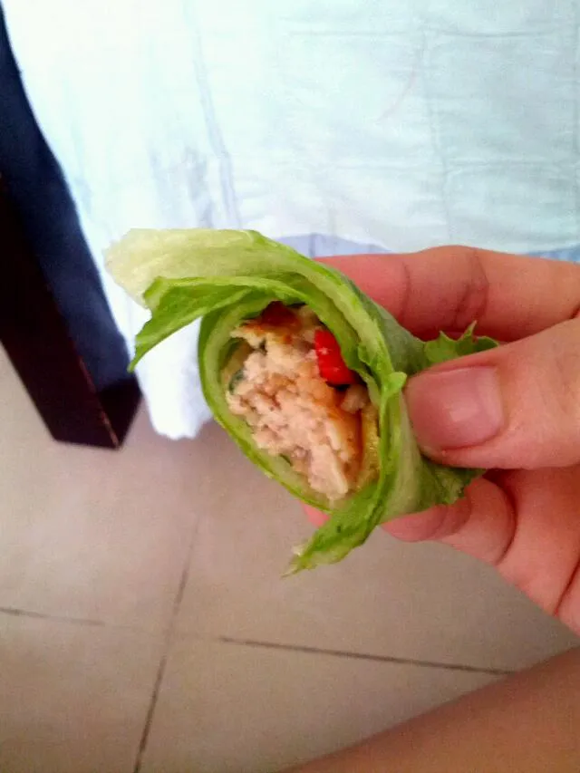 Snapdishの料理写真:Lettuce wrap with mum's meat patty|Xi wenさん