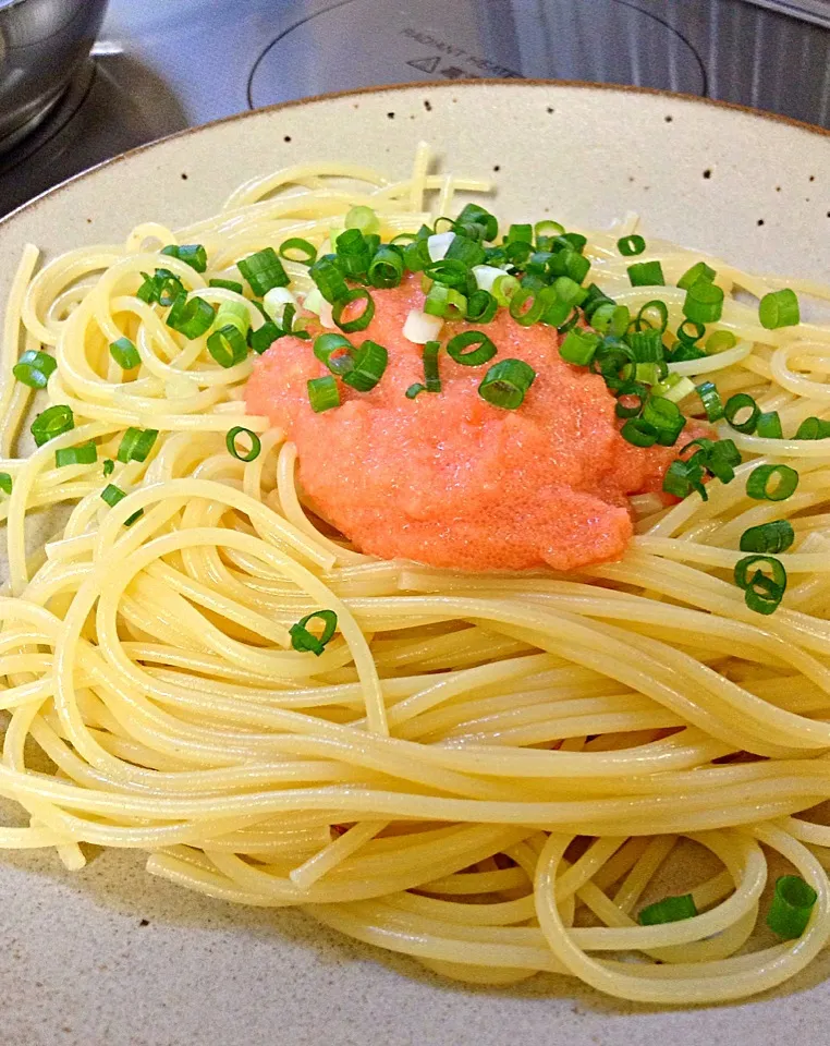 Snapdishの料理写真:特濃豆乳を使った明太子クリームパスタ（冷製）|七夕やさん