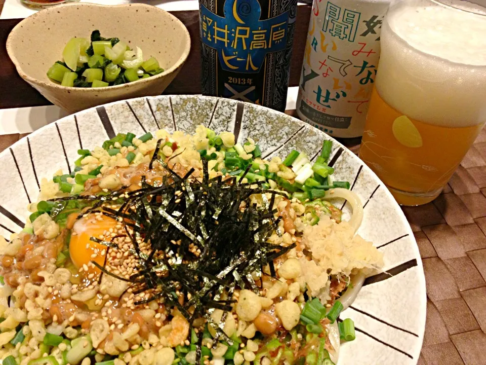 今夜は長野で買ってきた野沢菜とぶっかけうどん……前略〜と軽井沢高原ビール夏季限定で|gintanさん