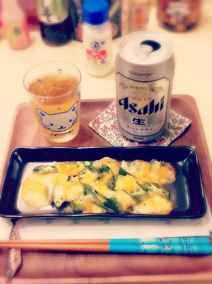 オクラのチーズ焼き🍺🍺🍺|さとう かおりさん