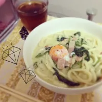 Snapdishの料理写真:うどんカルボナーラ|ぽよぽよさん