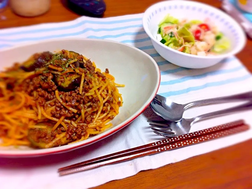 ひき肉とナスのパスタ|カナエさん