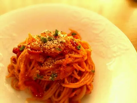 きゅうちゃんの懐かしい濃厚ナポリタン🍝|うさかめさん