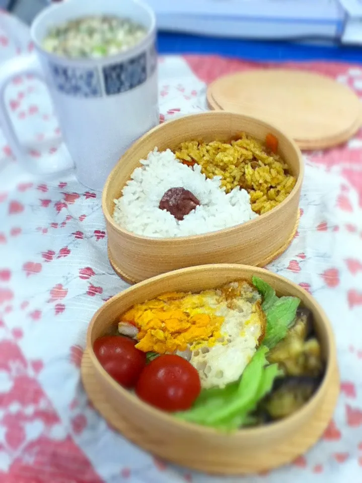 Snapdishの料理写真:Today's my lunch box. デリーのカレーペーストでお手軽ドライカレー（ちょびっと）|hoppycowさん