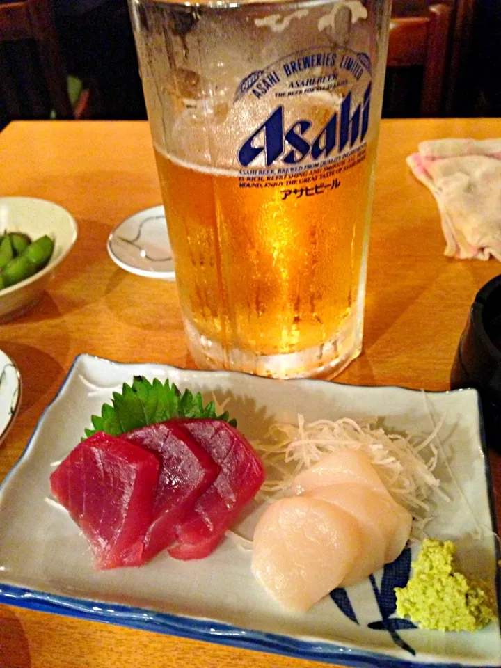 ビール マグロ、ホタテ|酒井秀樹さん