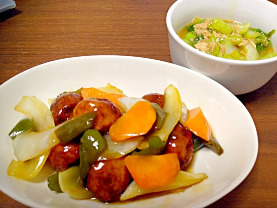 肉団子の甘酢あんかけとチンゲン菜の中華煮|あやかさん