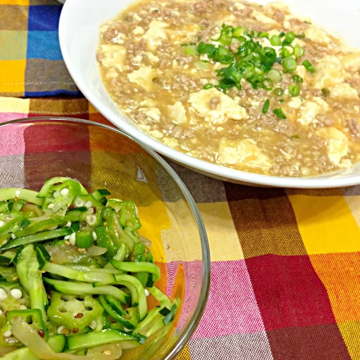 麻婆豆腐、おくらくらげサラダ|carinさん