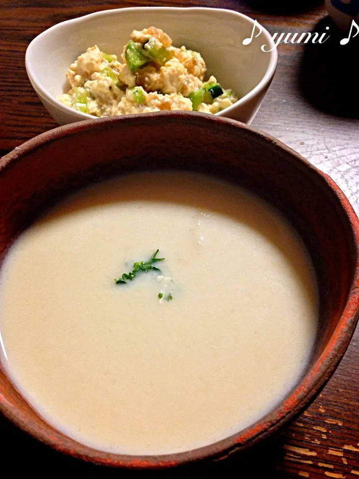 本日の〜ビシソワーズ？と搾菜豆腐|YUMIさん