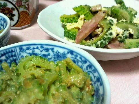 ゴーヤのごま和えとハム卵炒め☆|cookさん