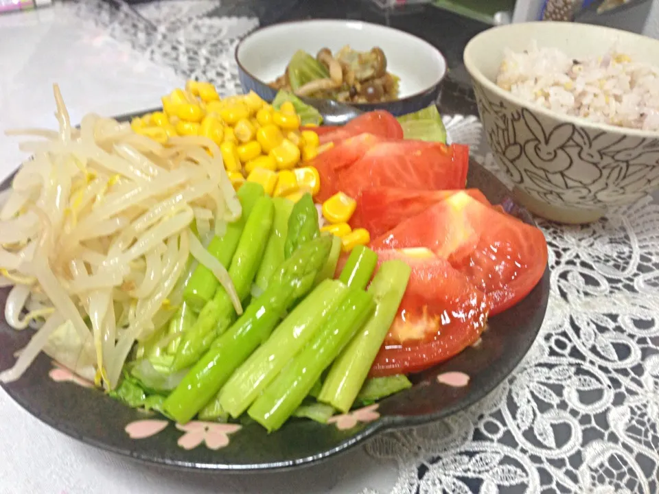 サラダうどんの晩ご飯|やすさん