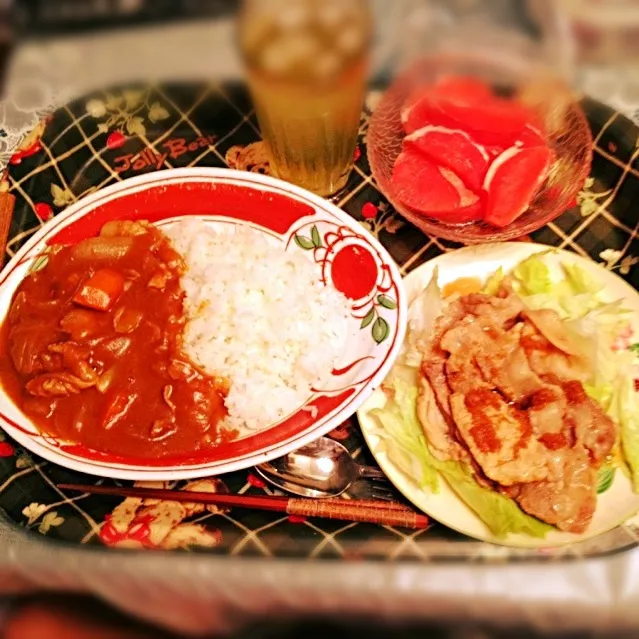 Snapdishの料理写真:カレーライス＆生姜焼き|maroさん