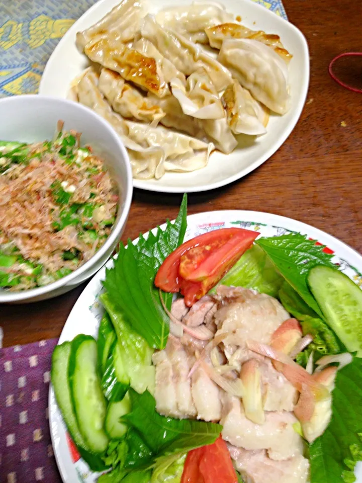 蒸し豚 野菜 餃子 オクラのおかか和え|掛谷節子さん